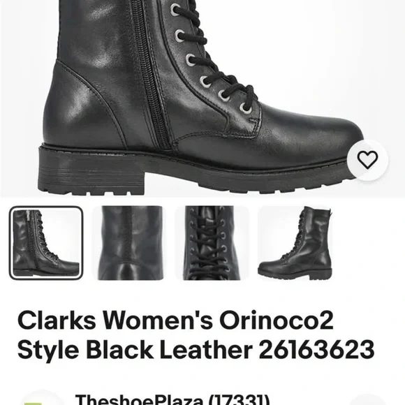 Clark's Black Leather Lace-up Combat Boots, 10 - Picture 6 of 6
